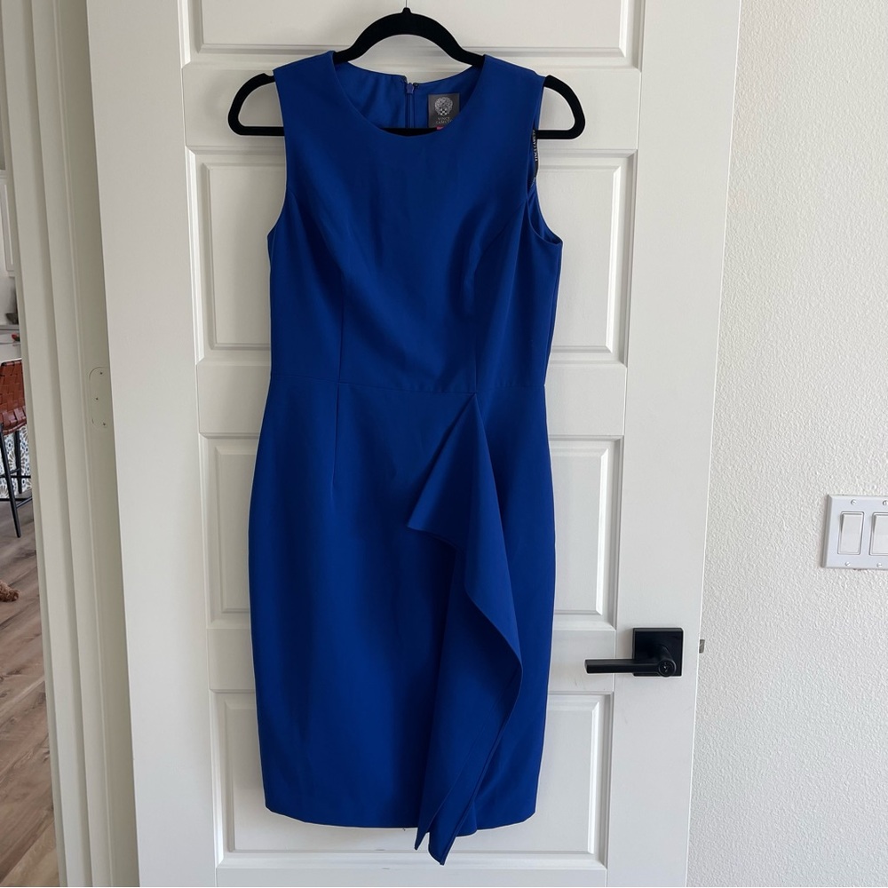 Vince Camuto Blue Sleeveless Sheath Dress